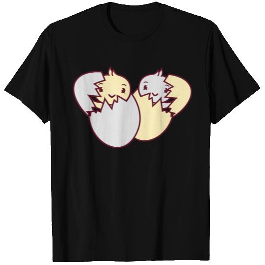 2 friends team couple hatching easter celebrate bu T-shirt
