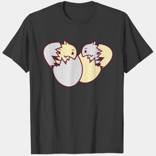2 friends team couple hatching easter celebrate bu T-shirt
