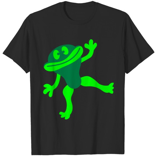Discover Frog, waving, dancing, fun, playing, happy, green, T-shirt