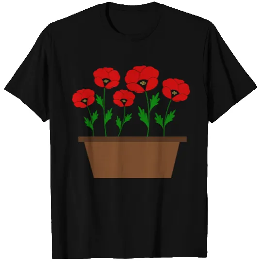 Potted poppies vectorized T-shirt