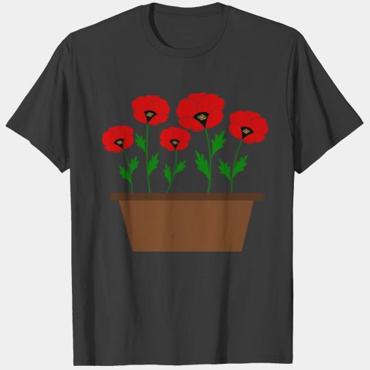 Potted poppies vectorized T-shirt
