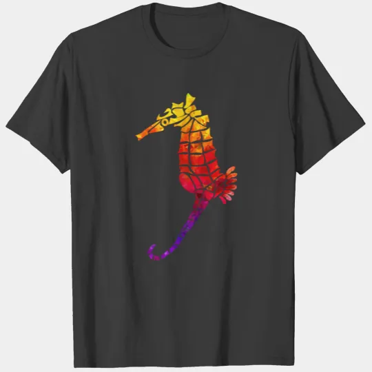 Topaz Ruby Sapphire Stylized Seahorse Silhouette T-shirt