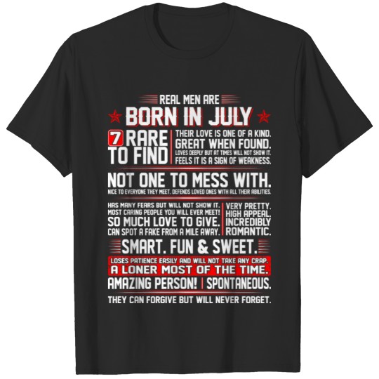 Discover Real Men Are Born In July Birth Month Tshirt T-shirt