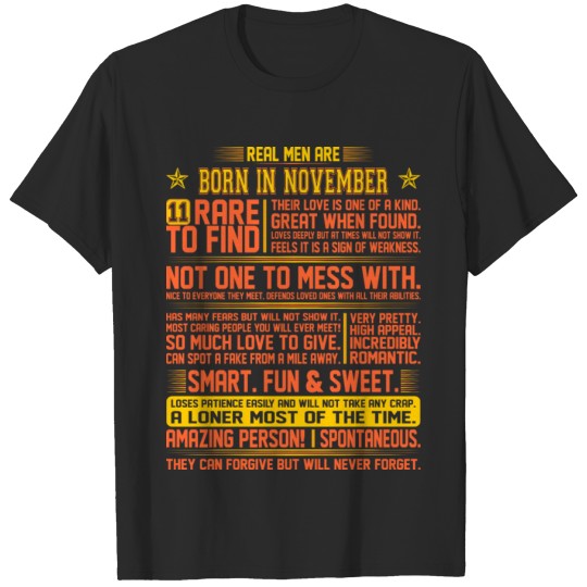 Discover Real Men Are Born In November Birth Month Tshirt T-shirt