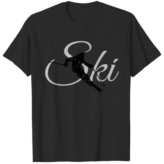 Discover Ski Skier Skiing (Vintage Black & Gray) T-shirt