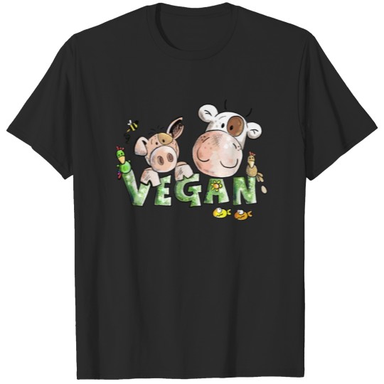 Discover Vegan - Veggie - Animals - Cartoon - Gift T-shirt