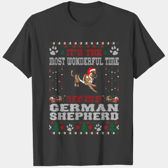 Wonderful Time With German Shepherd Christmas Ugly T-shirt