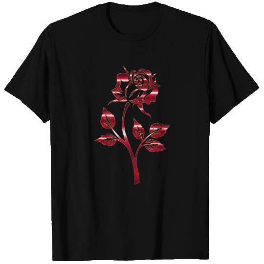 Crimson Rose Silhouette Variation 2 No Background T-shirt