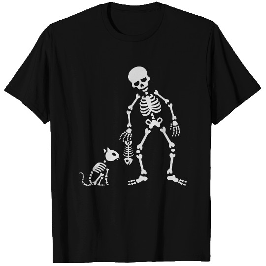 Cat likes fish bone skeleton T-shirt