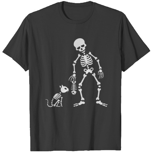 Cat likes fish bone skeleton T-shirt