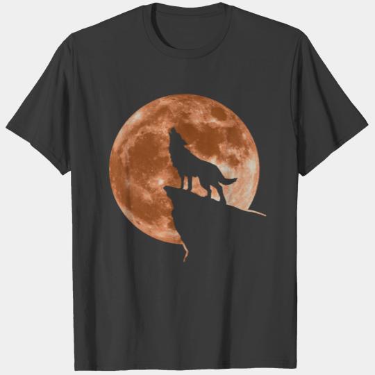 Howling wolf full moon space galaxy gift dog trend T-shirt