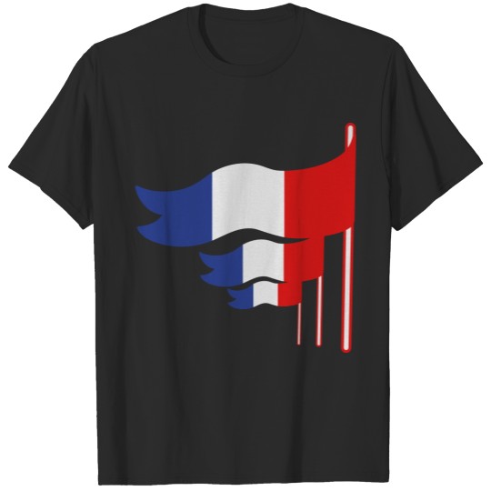 Discover 3 flags flagpole 3 colors france nation blue white T-shirt