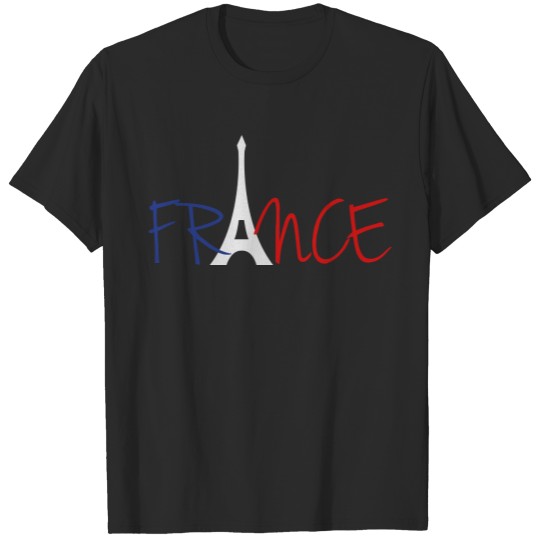 Discover text tower tower eiffel 3 colors france nation blu T-shirt