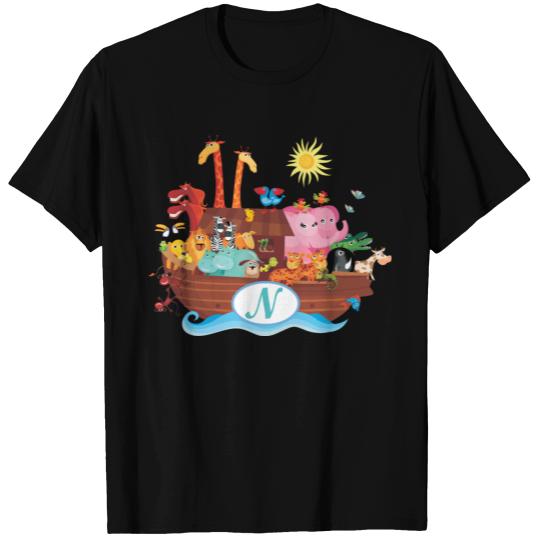 Noah Ark Letter N Alphabet Monogram T-shirt
