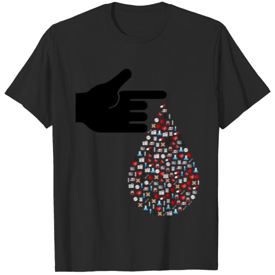 Discover Diabetes Blood Drop Medical Icons T-shirt