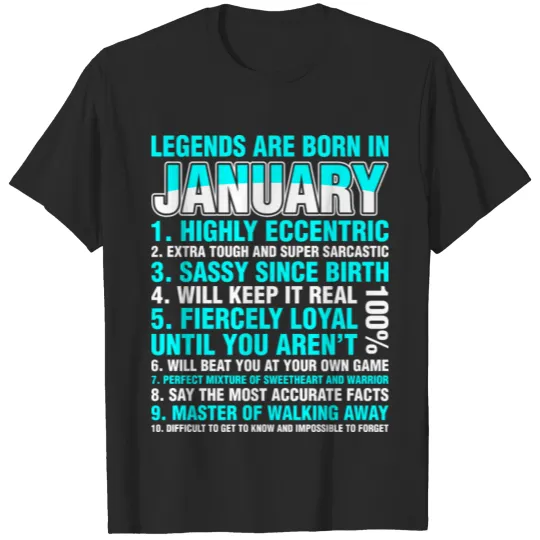 Discover Legends Are Born In January T-shirt