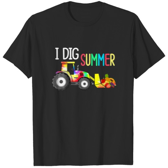 Discover I Dig Summer Tie Dye Tractor Fruit Decor Toddlers T-shirt