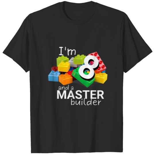 Discover Master Builder Cute Block Building 8Th Birthday Bo T-shirt