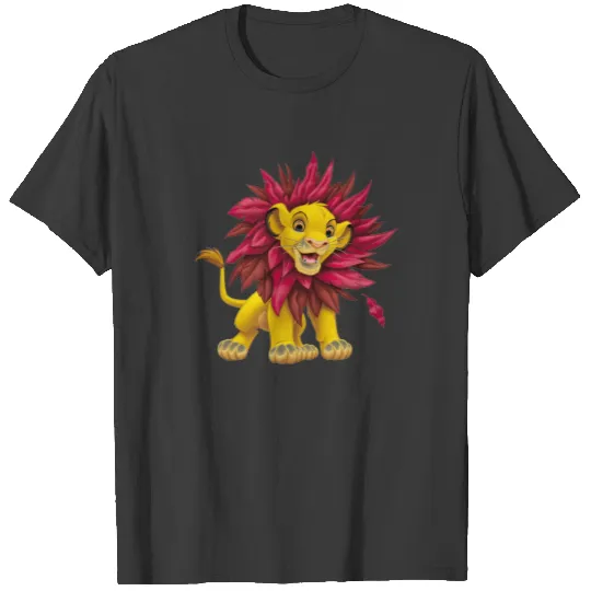 Lion King Simba cub mane of pink red leaves Disney T-shirt
