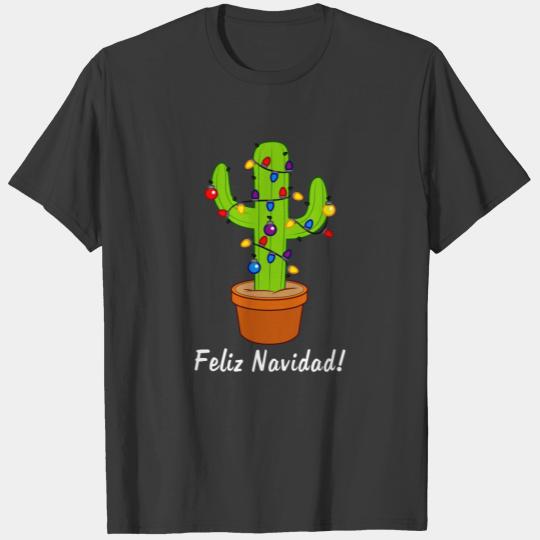Cactus Decorated for the Holidays Feliz Navi T-shirt