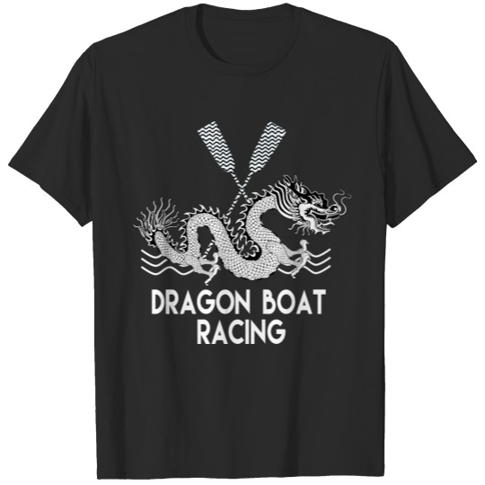 Black White Dragon Boat Racing T-shirt
