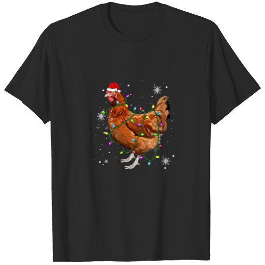 Discover Funny Chickens With Santa Hat Lights Xmas Ornament T-shirt