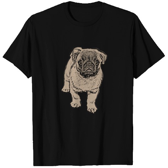 Cute Pug Women's Basic Pocket  -Gray T-shirt
