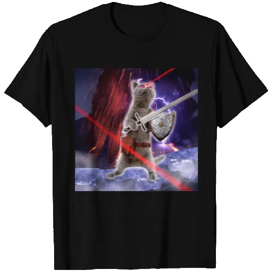 Warrior cat with lasers from eye T-shirt