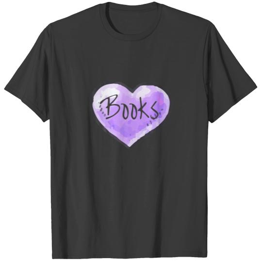 I Love Books Heart Purple Book Lovers Bookworms T-shirt