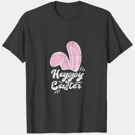 Pink Bunny Ears Happy Easter Cute Rabbit Women Gir T-shirt