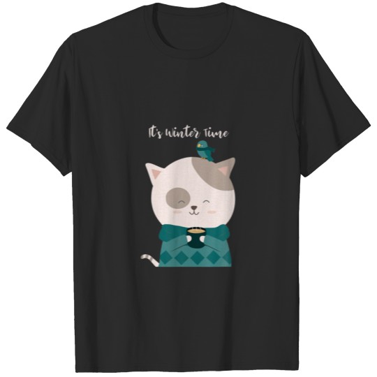 Discover The Cat Is So Cute It's Winter Time T-shirt