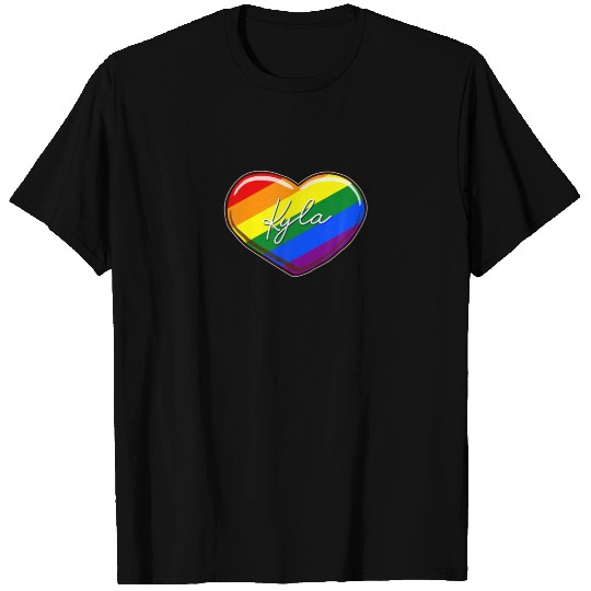 LGBT Pride Heart - First Name "Kyla" Rainbow Heart T-shirt