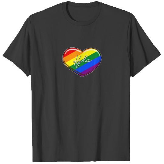 LGBT Pride Heart - First Name "Kyla" Rainbow Heart T-shirt