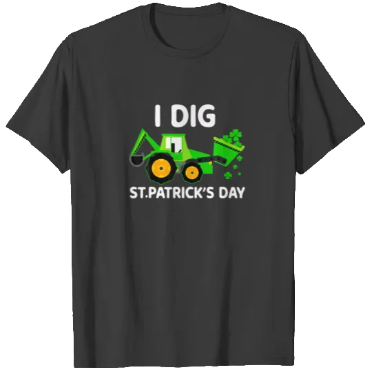 St Patricks Day I Dig Shamrock Tractors Digger Kid T-shirt