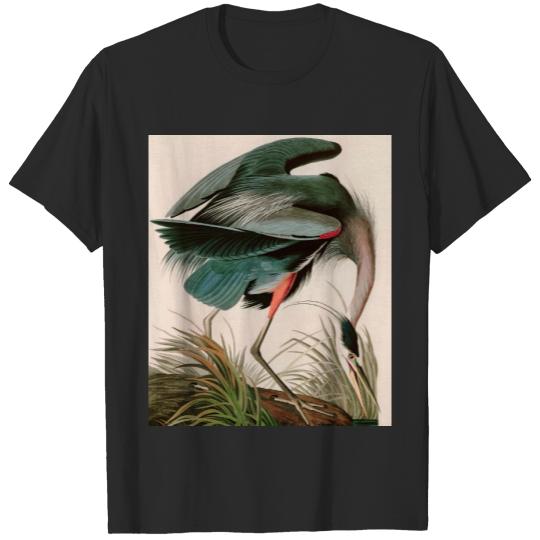Discover Great Blue Heron Birds of America Audubon Print T- T-shirt