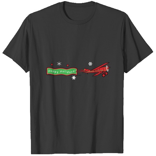Discover Airplane Happy Holidays Christmas T-shirt