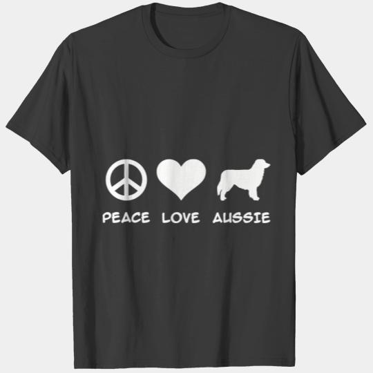 Peace, Love, Aussie, Australian Shepherd T-shirt