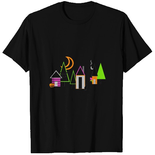 halloween village custom black orange purple T-shirt