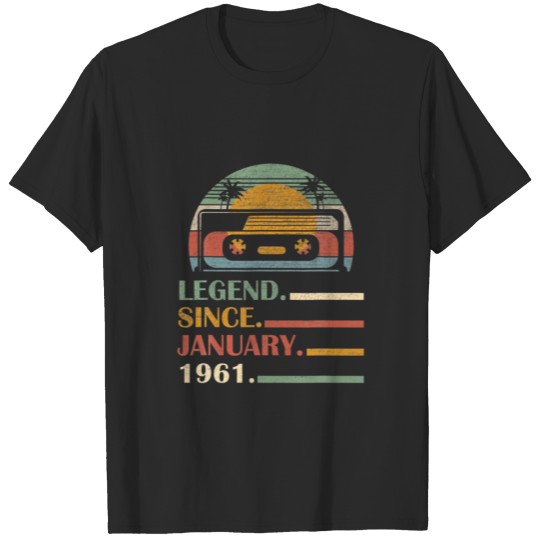 Discover 61 Years Old Retro Birthday Legend Since January 1 T-shirt