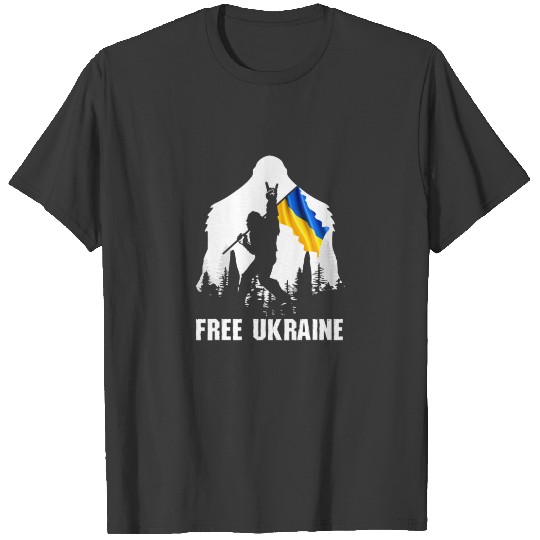 I Stand With Ukraine Bigfoot Ukraine Flag Free Ukr T-shirt