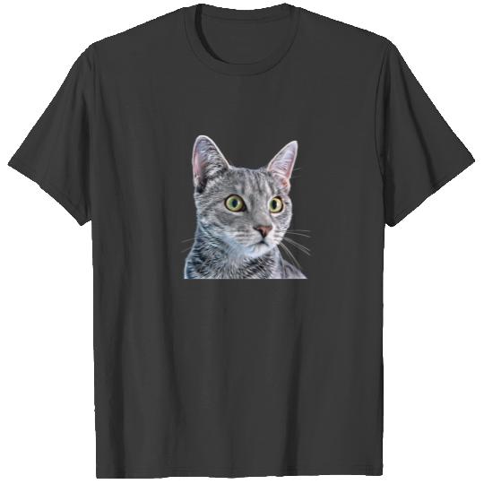 Sweet Kitten Grey Cat Green Eyes Funny Cat Owner D T-shirt