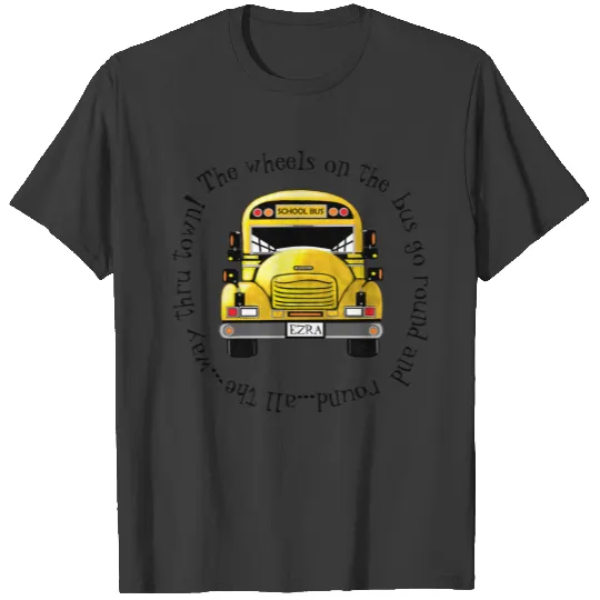 Personalise License Plate Name School Bus T-shirt