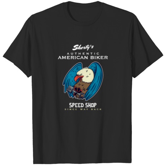 Discover Any Name American Biker Speed Shop Eagle Graphic T-shirt