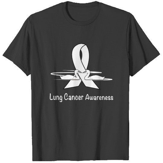 Lung Cancer Awareness Ribbon with Swans Polo T-shirt