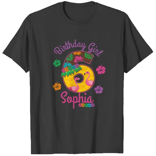 Hawaiian luau aloha Sixth Birthday Girl 6 T-shirt