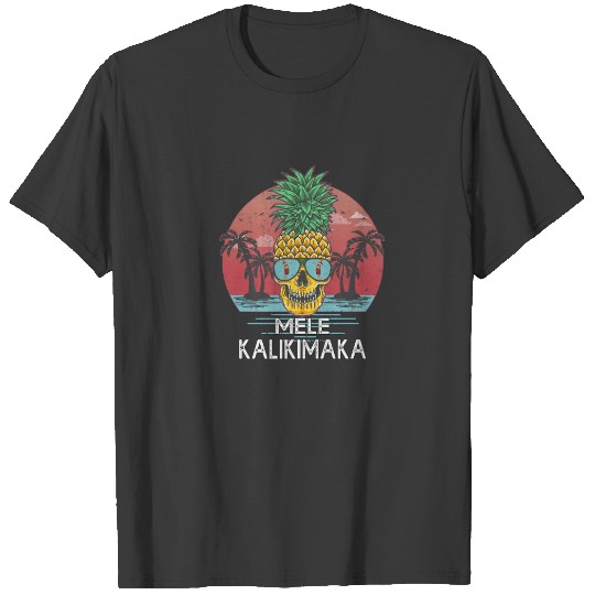 Mele Kalikimaka Vintage Pineapple Skull Hawaiian C T-shirt