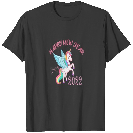NYE Party Supplies Cute Unicorn Happy New Year 202 T-shirt