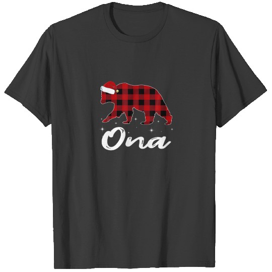 Ona Bear Women Red Plaid Christmas Pajama Family M T-shirt