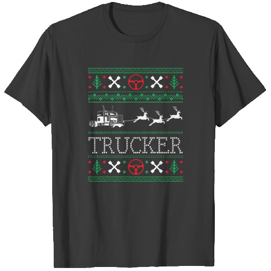 Christmas Trucker Truck Driver Ugly Christmas Xmas T-shirt