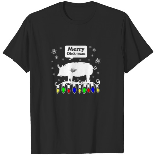 Discover Merry Oink-Mas Snow flakes T-shirt